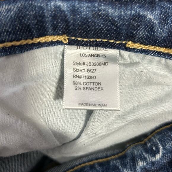 Judy Blue Hi-Rise Destroyed Boyfriend Jeans Size 5/27 | Light Wash Distressed - Picture 10 of 12